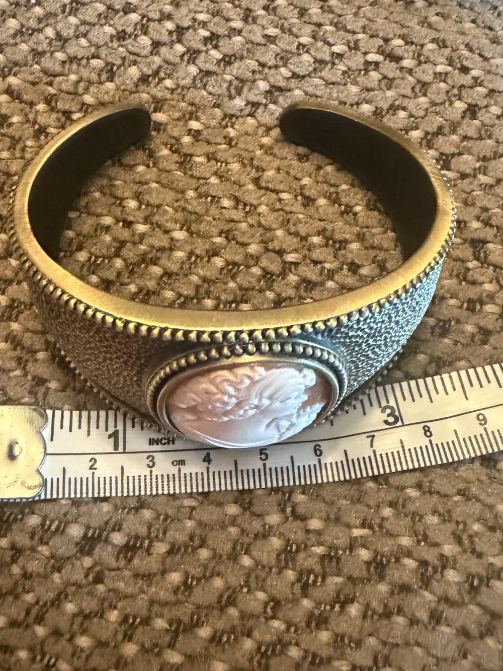 Amedeo NYC Bronze Cuff Bracelet With Pink Shell Cameo